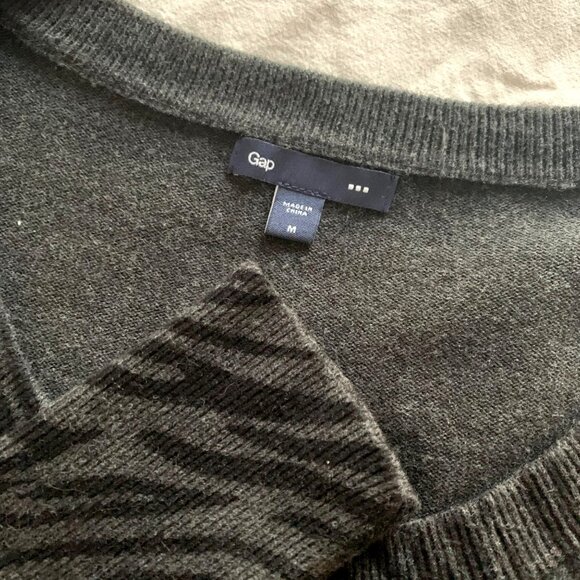 GAP Grey and Black Zebra Animal Print Buttoned Cardigan M - Picture 9 of 9